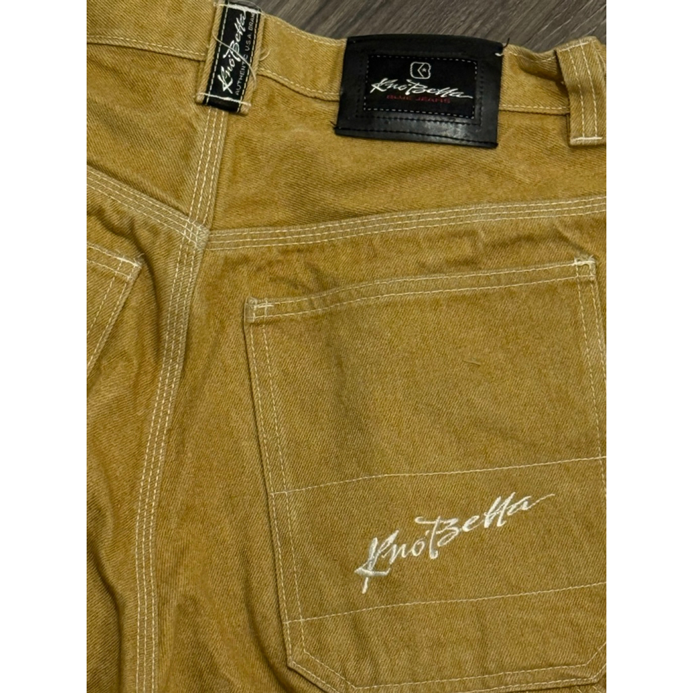 Vtg 90s Kno Betta Carpenter Jeans Men’s Mustard Yellow Baggy Hammer Loop Sz 34 - Picture 11 of 11